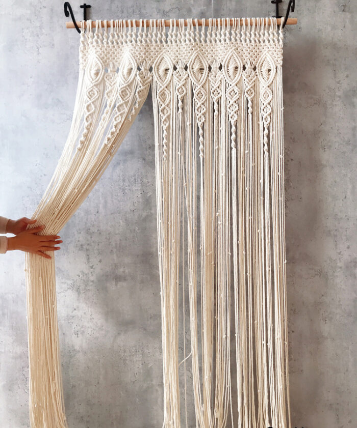 Perforated Nordic Woven Shading Light Tassel Partition Curtain Sliding Curtain - Image 1