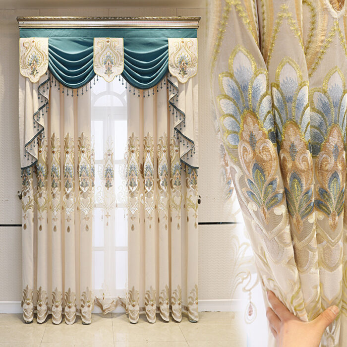 High-end Curtain European Style Hollow Flower Embroidery Living Room - Image 1