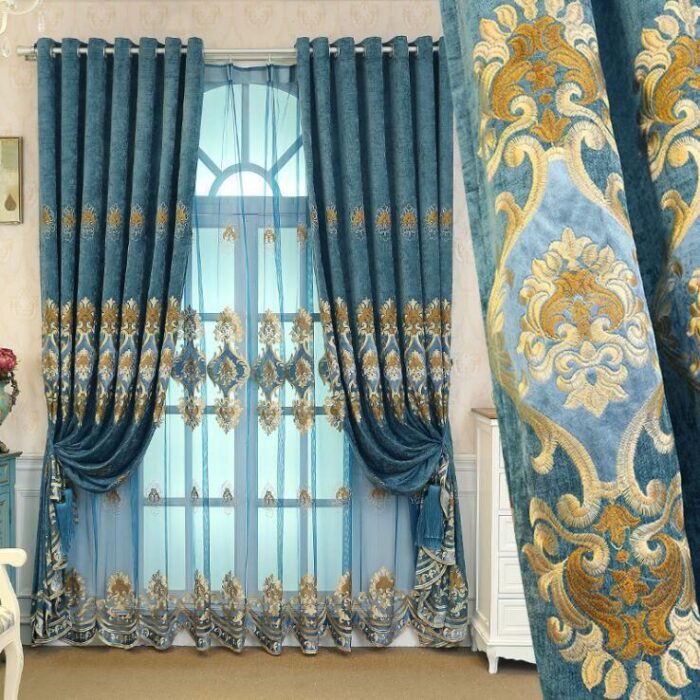 Embroidered Double-sided Chenille Velvet Embroidery Yarn European Curtain - Image 1