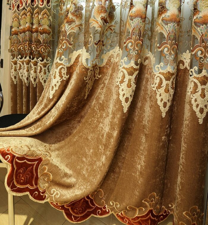 Atmospheric Living Room Double Luxury Window Curtain Chenille Water Soluble - Image 5
