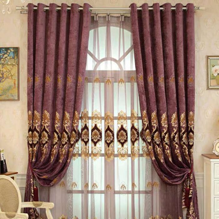 Embroidered Double-sided Chenille Velvet Embroidery Yarn European Curtain - Image 3