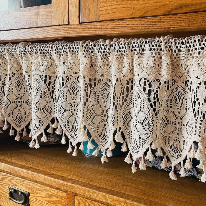 Crochet Cotton Thread Decorative Curtain Head Through Rod Without Punching - Image 1
