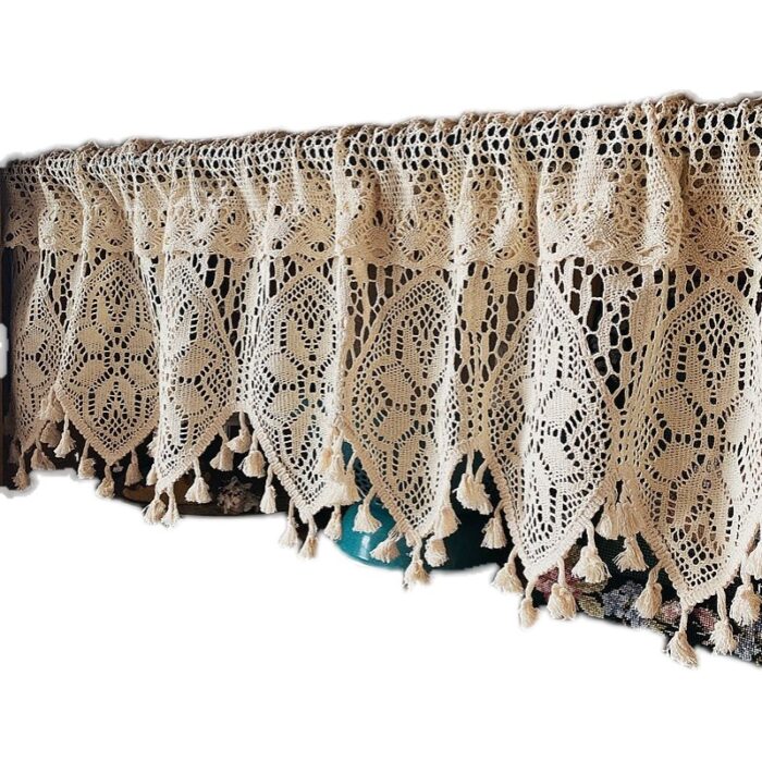 Crochet Cotton Thread Decorative Curtain Head Through Rod Without Punching - Image 6