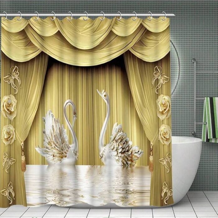 Shower Room Waterproof Swan Curtain Suit - Image 2