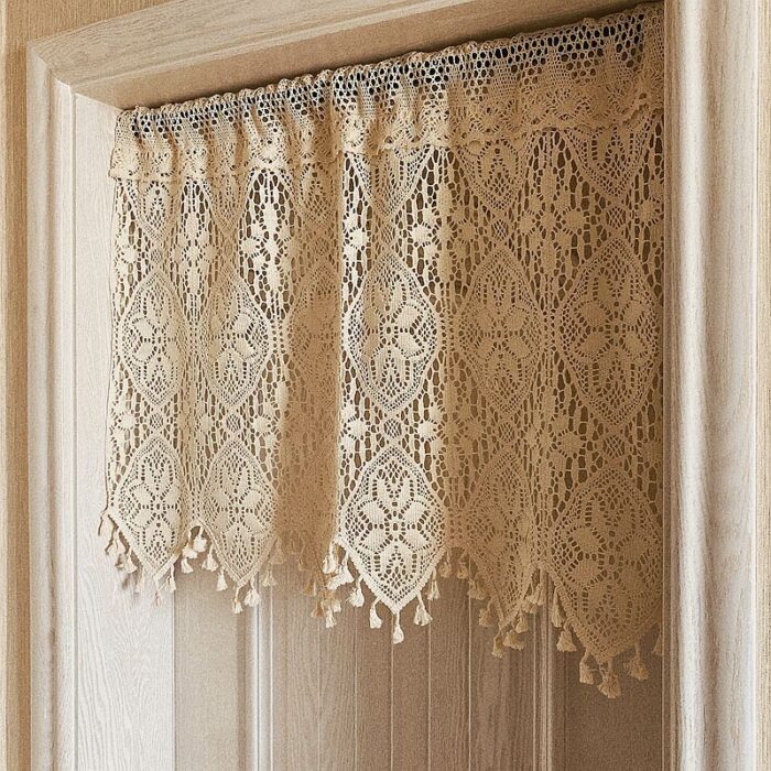 Crochet Cotton Thread Decorative Curtain Head Through Rod Without Punching - Image 8