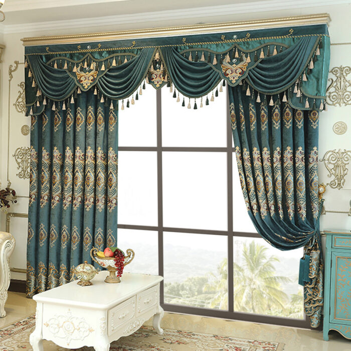 Luxury Elegant High-end Embroidered Curtains, Blackout Living Room Bedroom Villa, Velvet Curtains, Finished 2-piece - Image 2