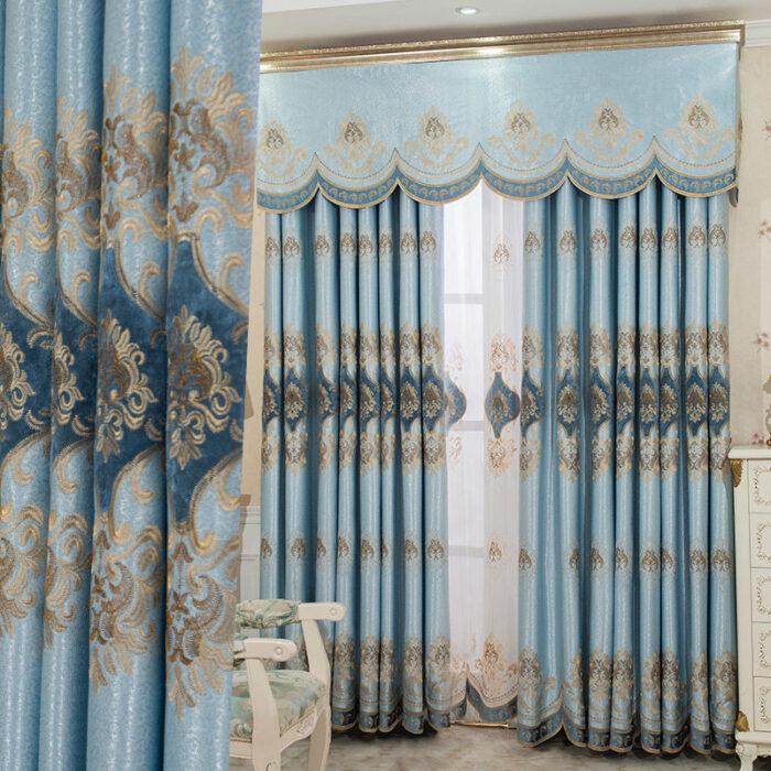 Velvet Rope Embroidered Curtain Arabesquitic Fabric - Image 1