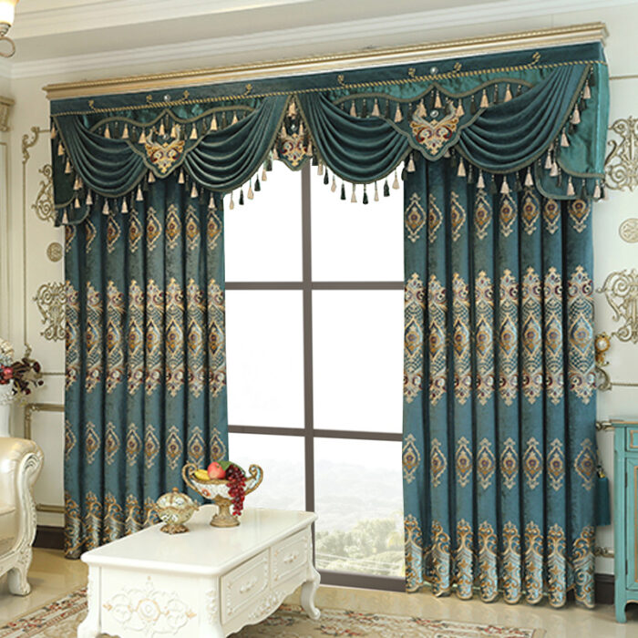 Luxury Elegant High-end Embroidered Curtains, Blackout Living Room Bedroom Villa, Velvet Curtains, Finished 2-piece - Image 1