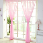 Solid Color Glass Mesh Curtains Transparent Color Ready-made Curtain Punch-free - Image 3