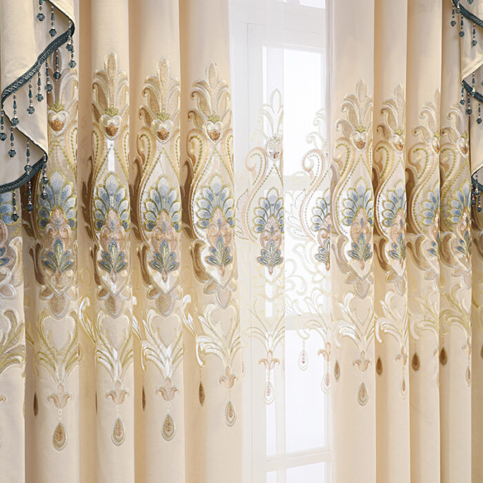 High-end Curtain European Style Hollow Flower Embroidery Living Room - Image 5