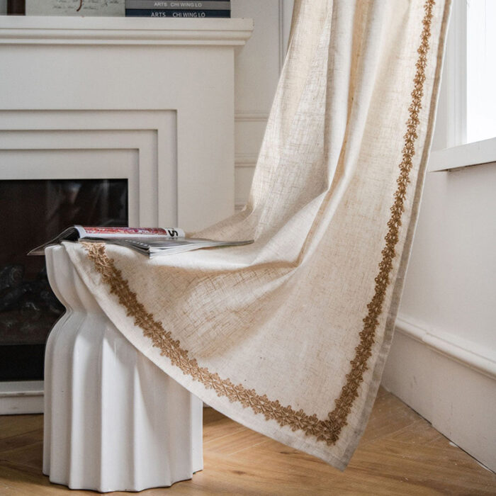 Polyester Linen Solid Color Simple Bedroom Living Room Half Shade Curtain - Image 7