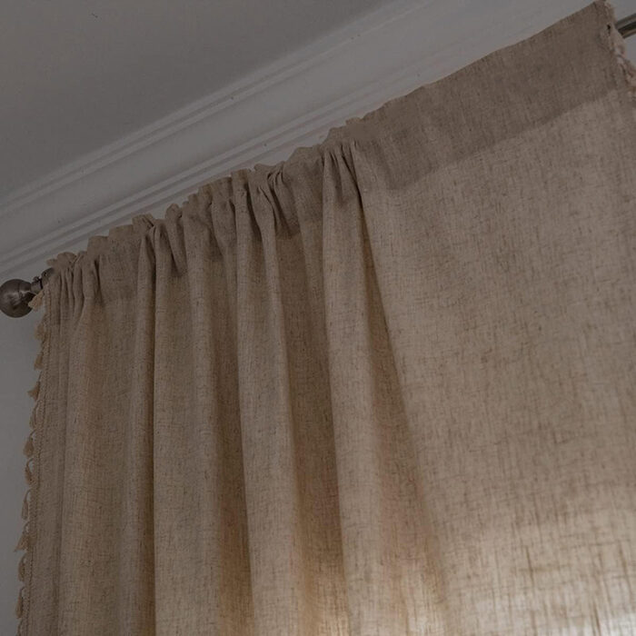 Polyester Linen Solid Color Simple Bedroom Living Room Half Shade Curtain - Image 3