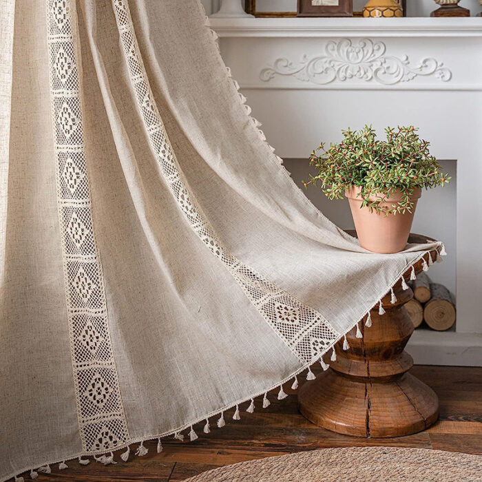Polyester Linen Solid Color Simple Bedroom Living Room Half Shade Curtain - Image 8
