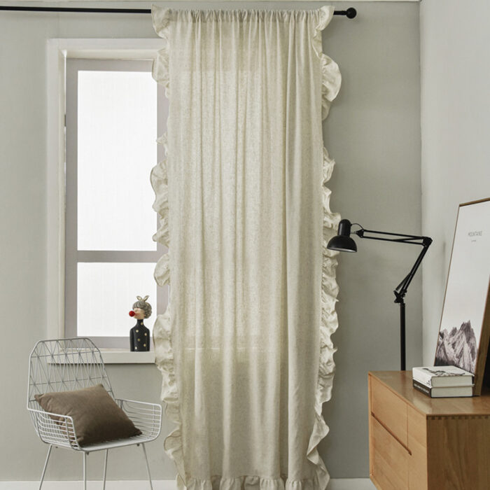 Polyester Linen Solid Color Simple Bedroom Living Room Half Shade Curtain - Image 6