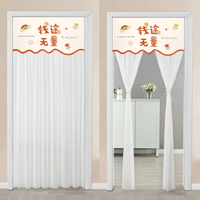 Non Perforated Magic Tape Gauze Double-layer Blackout Curtain - Image 6