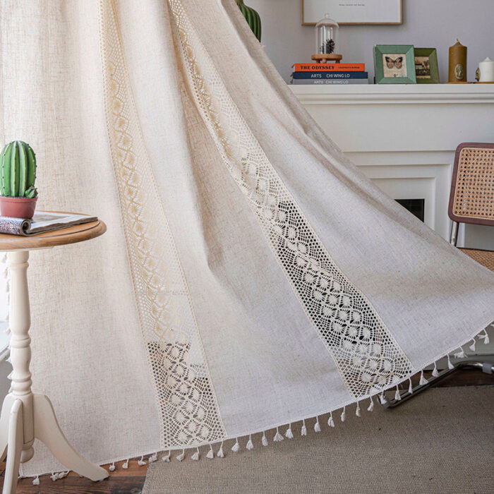Polyester Linen Solid Color Simple Bedroom Living Room Half Shade Curtain - Image 9