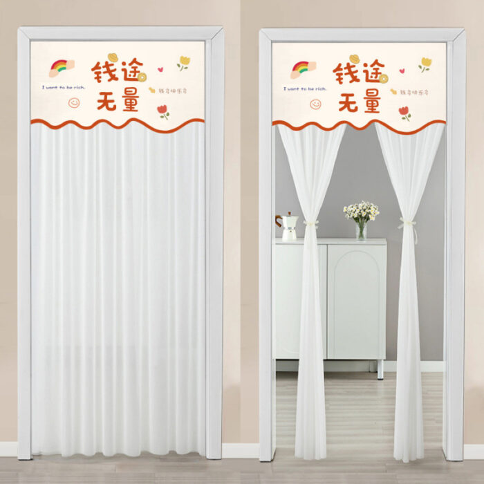 Non Perforated Magic Tape Gauze Double-layer Blackout Curtain - Image 3