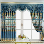Modern Style Living Room European Hollow Embroidery Curtains Thickened Velvet Bedroom Light-proof French Windows 2-piece Set