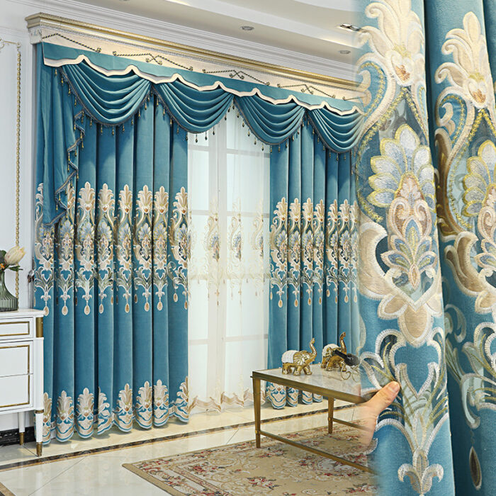 High-end Curtain European Style Hollow Flower Embroidery Living Room - Image 2