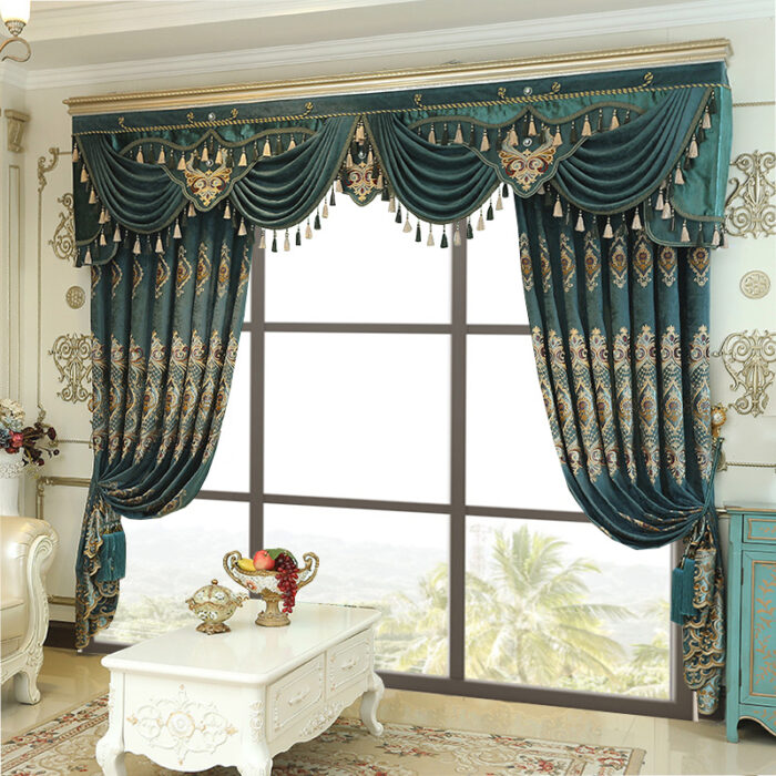Luxury Elegant High-end Embroidered Curtains, Blackout Living Room Bedroom Villa, Velvet Curtains, Finished 2-piece - Image 3