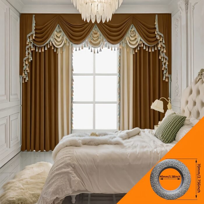 Finished Retro Villa Living Room Bedroom High-grade Thickened Light Luxury Velvet Splicing Curtains, Curtain Drapes Need To Be Purchased - Image 3