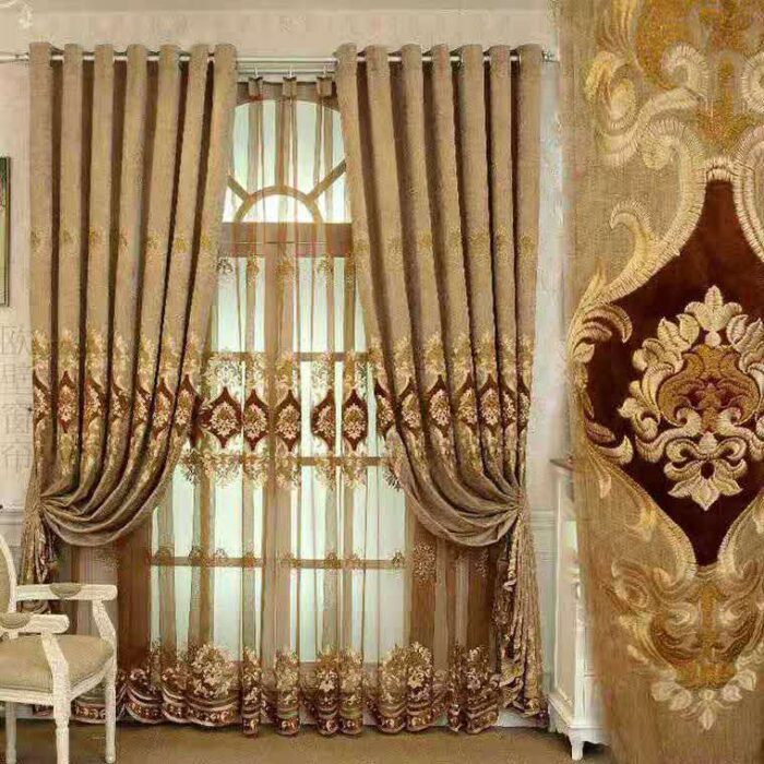 Embroidered Double-sided Chenille Velvet Embroidery Yarn European Curtain - Image 2