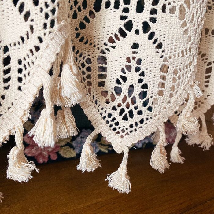 Crochet Cotton Thread Decorative Curtain Head Through Rod Without Punching - Image 5