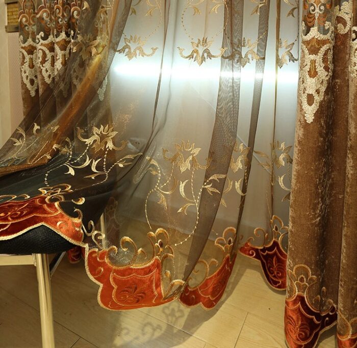 Atmospheric Living Room Double Luxury Window Curtain Chenille Water Soluble - Image 6