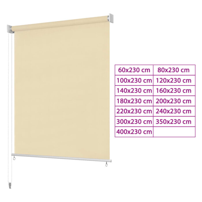 vidaXL Outdoor Roller Blind 39.4"x90.6" Cream - Image 13