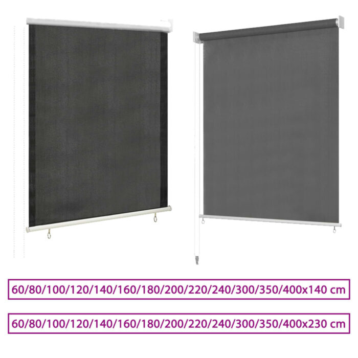 vidaXL Roller Blind Window Shade with Pull Cord Blackout Blind Anthracite - Image 10